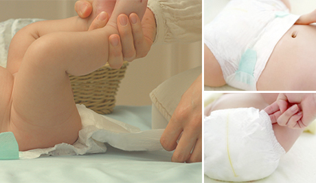 Bỉm d&aacute;n Moony size S - Giảm khoảng 50% sự b&oacute; s&aacute;t v&agrave;o phần eo của b&eacute;