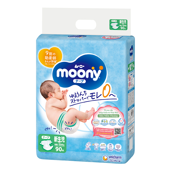 Moony Blue t&atilde; d&aacute;n Cho trẻ sơ sinh (Từ sơ sinh đến 5kg)