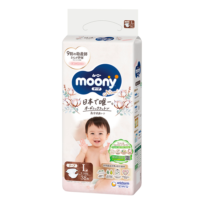 Moony Natural T&atilde; d&aacute;n Cỡ L