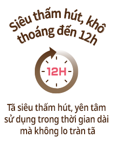 Si&ecirc;u thấm h&uacute;t, kh&ocirc; tho&aacute;ng đến 12h/T&atilde; si&ecirc;u thấm h&uacute;t, y&ecirc;n t&acirc;m sử dụng trong thời gian d&agrave;i m&agrave; kh&ocirc;ng lo tr&agrave;n t&atilde;